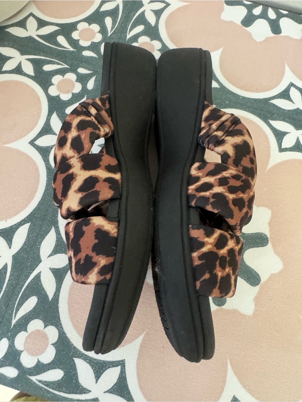 Clarks Women’s Leopard Print Knot Slide Sandals - Black & Brown - Picture 2 of 4